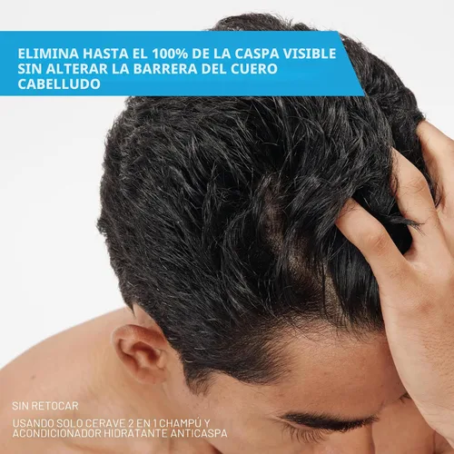 Vista 3 de CeraVe Champú y Acondicionador Hidratante Anticaspa 2 en 1, Tratamiento de Caspa con Zinc Piritiona al 1%, Champú y Acondicionador Sin Sulfatos