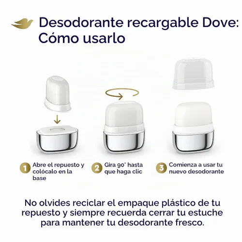Vista 7 de Dove Kit de inicio de desodorante recargable 0% aluminio coco y jazmín rosa desodorante libre de aluminio 1.13 oz