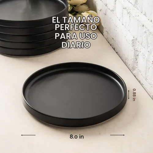 Vista 2 de AmorArc Juego de 6 platos de cerámica, esmalte mate de 8.0 pulgadas para cocina, postre, ensalada, aperitivo, platos pequeños para platos llanos