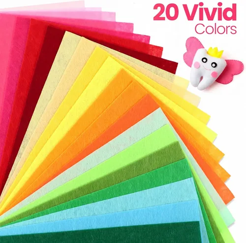 Vista 7 de Moukeren 460 piezas, hojas de fieltro de 4 x 4 pulgadas, paquete grande, 1 mm de grosor, tela de fieltro suave, 20 colores surtidos