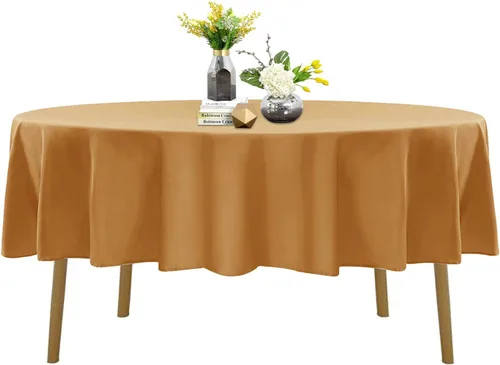 Vista 123 de Mantel de poliéster lavable de 132 pulgadas, resistente a las manchas y a las arrugas, mantel decorativo para mesa de comedor, fiestas de bufé