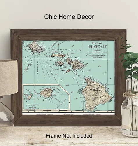 Vista 2 de Decoración hawaiana para pared, arte hawaiano para pared, impresión de arte tropical, póster de Hawái de 8 x 10 pulgadas, decoración hawaiana