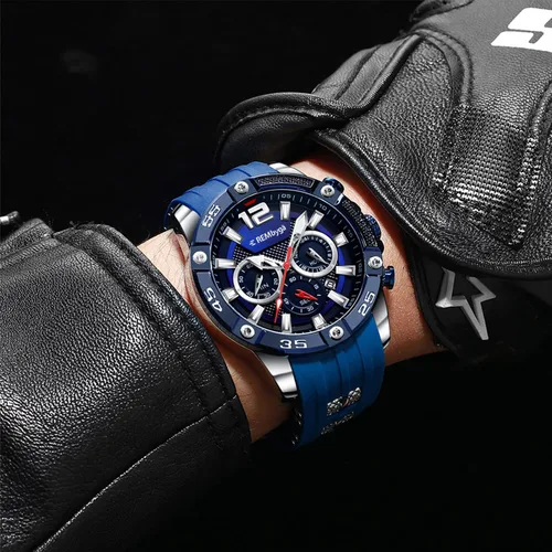 Vista 7 de Rembyga Relojes de pulsera para hombre con esfera luminosa y correa de silicona casual