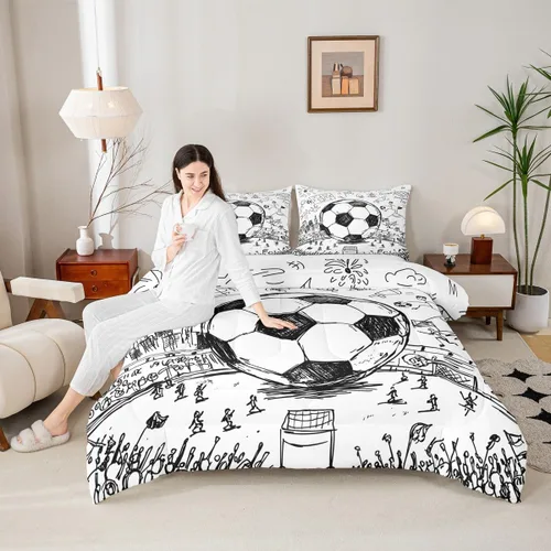 Vista 175 de Juego de ropa de cama de baloncesto para niños y adolescentes, juego de edredón deportivo para niños, tamaño matrimonial, suave, ligero, decoración