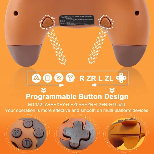 Vista 3 de PowerLead Wireless Controller for Nintendo Switch, Cute Raccoon Animal Pro Gamepad for Nintendo Switch with 6 AxisTurboMotion ControlWake-up