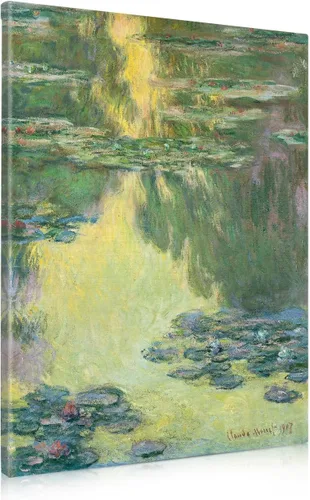 Vista 90 de IPIC - Reproducción artística de los lirios de agua de Claude Monet 1906, impresiones giclée coinciden con el marco dorado clásico, arte de pared