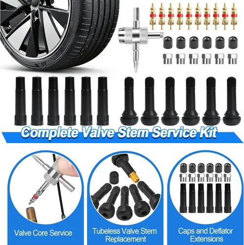 Vista 6 de Kit de tapones para neumáticos, kit de reparación de neumáticos sin cámara de 130 piezas con herramientas de mango en T de metal resistente, tiras