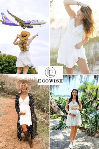 Vista 6 de ECOWISH - Vestido corto sin mangas para mujer, diseño de vuelo estilo patinadora, cuello en V, tirantes delgados, con encaje, lazo y espalda