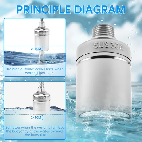 Vista 3 de 2 Pack Water Float Valve,1/2" to 3/4'' 1'' 304 Stainless Steel Fully Automatic Water Level Controller Float Valve