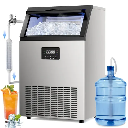 Vista 10 de Commercial Ice Maker Machine, 450lbs/24H ice Machine, 120Lbs Storage Balck Stainless Silver