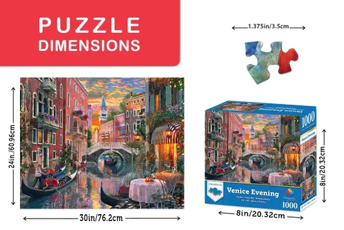 Vista 2 de Majestic by Springbok - Venice Evening - Rompecabezas de 1000 piezas con ilustración del Canal de Venecia al atardecer