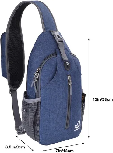 Vista 85 de Waterfly - Mochila cruzada tipo bandolera para viajes y caminatas, bolsa de pecho, Gris, talla única