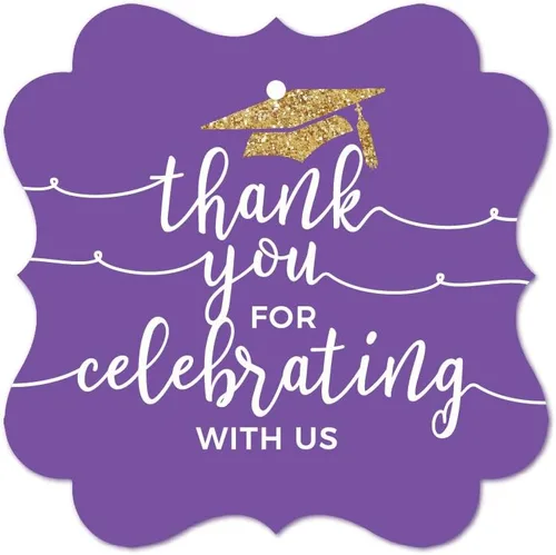 Vista 17 de Andaz Press Colección de fiesta de graduación con purpurina de color morado real y dorado, pancarta colgante con cuerda, Congrats Grad!, 5 pies, 1