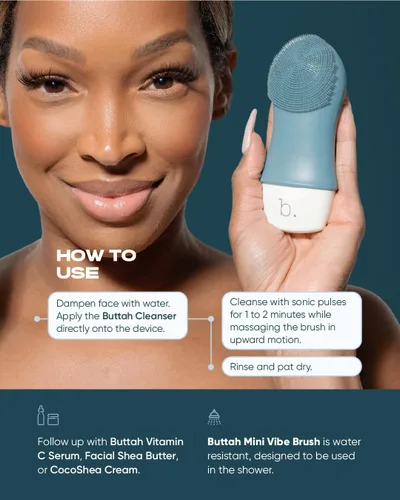 Vista 5 de Buttah Skin by Dorion Renaud Buttah Mini Vibe - Cepillo limpiador con soporte, tecnología nueva y mejorada para limpieza profunda y exfoliación