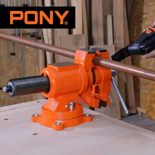 Vista 7 de PONY Tornillo de banco resistente de 5 pulgadas con base giratoria de 360