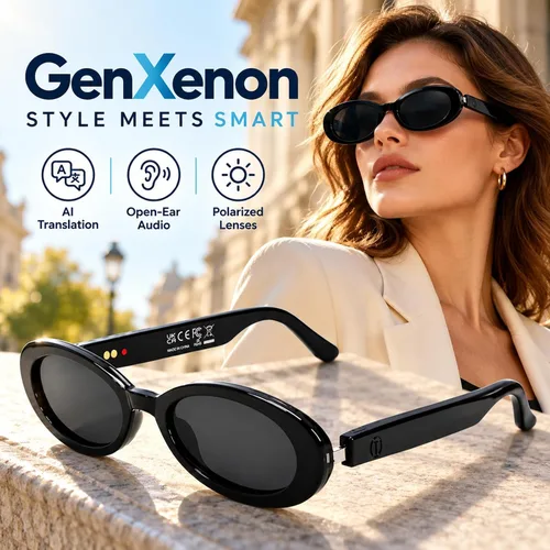 Vista 2 de AI Smart Glasses, Fashion Bluetooth Sunglasses Cat Eye Frame Thin Temples