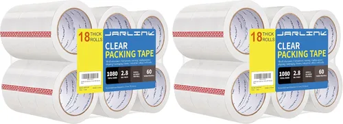 Vista 9 de JARLINK Cinta de embalaje transparente, cinta de embalaje resistente para embalaje de envío, sellado en movimiento, 2 pulgadas de ancho 2.7mil