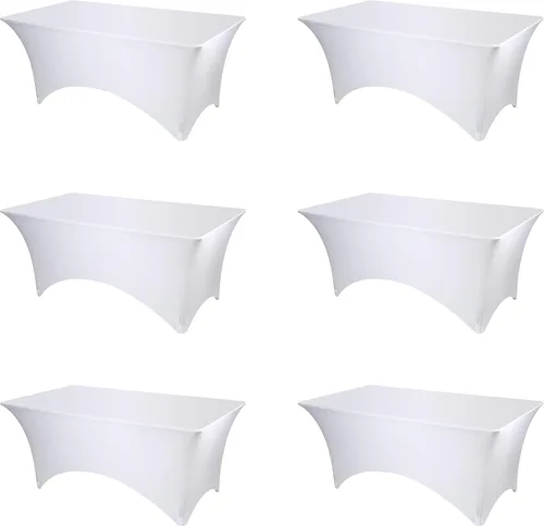 Vista 22 de BRILLMAX Paquete de 4 fundas de mesa de elastano negro para mesas rectangulares de 6 pies, mantel elástico grueso de 6.35 oz/yd², bolsillos