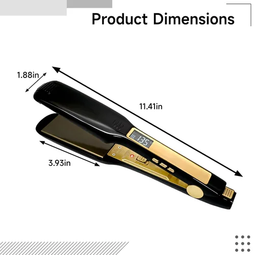 Vista 4 de Plancha de cerámica turmalina para el cabello, calentamiento rápido, para cabello húmedo y seco, temperatura ajustable, enchufe de EE. UU., diseño