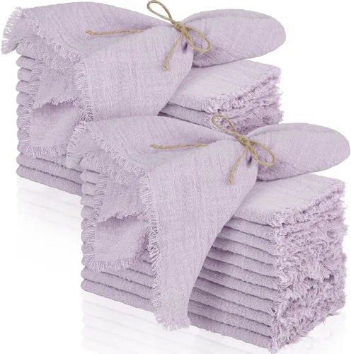 Vista 19 de TURSTIN 12 Piezas de Servilleta de Lino de Algodón Servilleta de Tela Hecha a Mano con Flecos 17 x 17 Pulgadas Servilletas Suave para Cenas Bodas