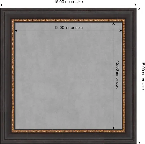 Vista 4 de Amanti Art Pizarra magnética enmarcada (15 x 15) Ashton Black Imán, Tablero de anuncios magnético XS para decoración de oficina, vestíbulo, cocina u