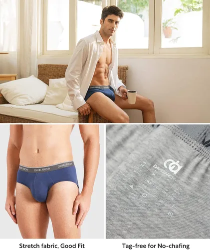 Vista 4 de DAVID ARCHY Calzoncillos de bambú para hombre, súper suaves, cómodos, ligeros, paquete de calzoncillos, C