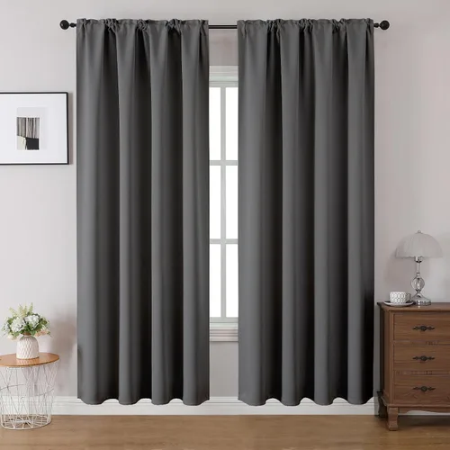 Vista 45 de CUCRAF Cortinas opacas de 45 pulgadas de largo, juego de 2 paneles para dormitorio, bolsillo para cortinero, cortinas de oscurecimiento