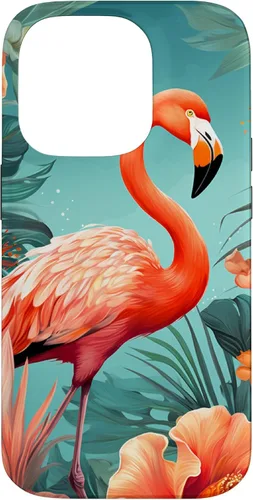 Vista 17 de Tropical Pink Flamingo Teal Orange Wildflower Palm Leaves Case for iPhone 17
