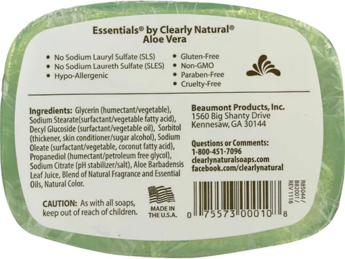 Vista 3 de Clearly Natural Essentials Aloe Vera Jabón de glicerina puro y natural 4 oz