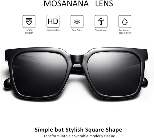 Vista 4 de mosanana Gafas de sol cuadradas de gran tamaño para mujer estilo simple y moderno MS51917