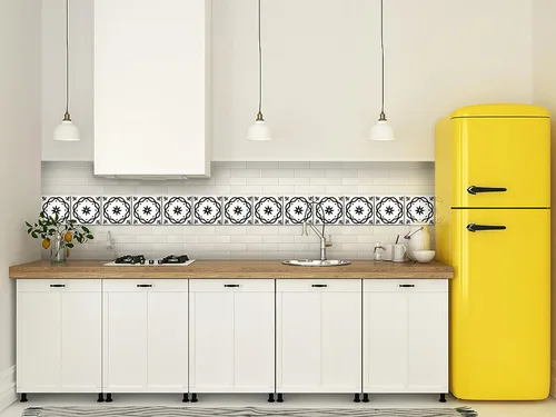 Vista 6 de Juego de 24 calcomanías para azulejos de la colección Black & White, para azulejos en muro, para baño y cocina, fácil de aplicar, simplemente