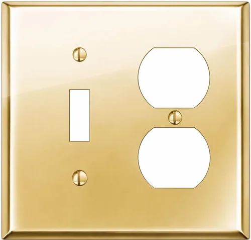 Vista 14 de Rio Salto BRASS Signature Collection MIDSIZE - Placa de pared de metal dorado para interruptor de luz o cubierta de tomacorriente, placa de pared