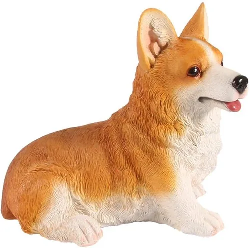 Vista 2 de WAIT FLY Precioso Corgi postrado perro en forma de hucha de resina Banco de monedas Decoración del hogar