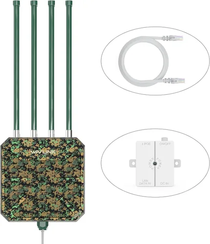 Vista 10 de WAVLINK AX3000 Extensor WiFi 6 para exteriores de largo alcance, punto de acceso inalámbrico para exteriores, PoE activo, antenas 4x8dBi, funciona