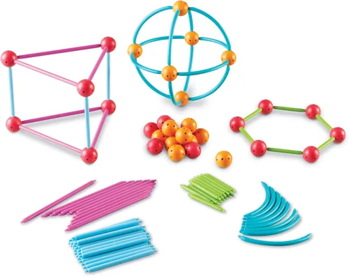 Vista 2 de Learning Resources Juego de construcción de formas geométricas, 170 piezas, a partir de 5 años, juegos de aprendizaje de matemáticas para niños