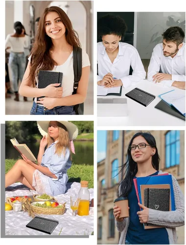 Vista 7 de Bling - Cuaderno A5, cuaderno rayado A5, bloc de notas para niñas y mujeres, bonito diseño de corazón con purpurina, cuaderno de tapa dura con rayas