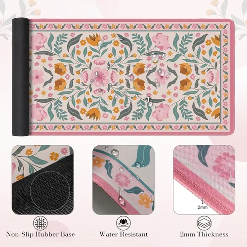 Vista 6 de Set de alfombrilla de teclado y mesa con reposamuñecas Anyshock, cubierta de escritorio, alfombrilla de ratón rosa con reposamuñecas con posavasos