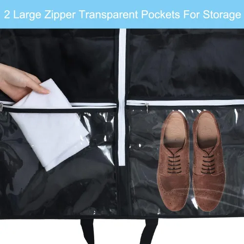 Vista 4 de BEISHIDA Paquete de 2 bolsas de ropa de 50 pulgadas para viajes, bolsas de traje para colgar ropa, con 2 bolsas con cordón para almacenamiento