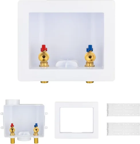 Vista 9 de Paquete de 1 caja de salida GUOFIS para lavadora, entrada de crimpado PEX de 1/2 pulgada x salida MHT de 3/4 pulgadas, caja para lavadora