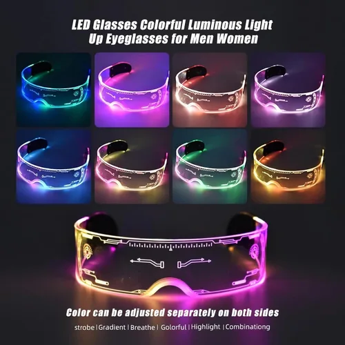 Vista 3 de Gafas, gafas de sol brillantes, gafas de fiesta brillantes, máscaras de neón, juguetes, concierto de música vocal, gafas decorativas, DJ