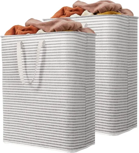 Vista 38 de Lifewit 75L x 2 Pack Collapsible Laundry Hamper Large,Tall Foldable Dirty Clothes Baskets Waterproof, Freestanding Double Bags with Easy Carry