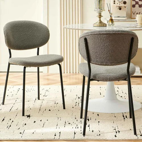 Vista 39 de Homedot Juego de 2 sillas de comedor tapizadas negras, modernas sillas de cocina de mediados de siglo tapizadas con cojín acolchado para comedor
