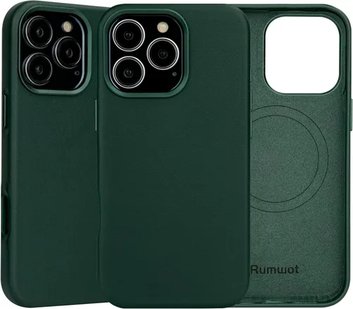 Vista 14 de Funda de cuero genuino para iPhone 13 Pro, cuero de grano completo, compatible con MagSafe y carga inalámbrica, bisel de la cámara con botones