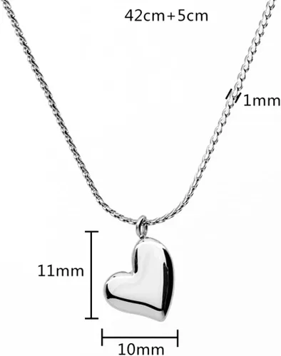 Vista 4 de Jude Jewelers Collar con colgante de acero inoxidable en forma de corazón clásico y liso, para boda, fiesta de vacaciones, Metal, Circonia cúbica