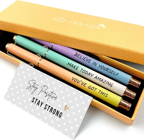 Vista 11 de MESMOS Juego de 3 bolígrafos de punta fina de 0.7mm con tinta de gel, juego de bolígrafos elegante para mujeres, regalos inspiradores para mujeres
