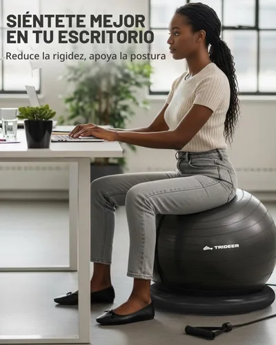 Vista 2 de Trideer Exercise Ball Chair with Bands, Stability Ball for Office & Fitness