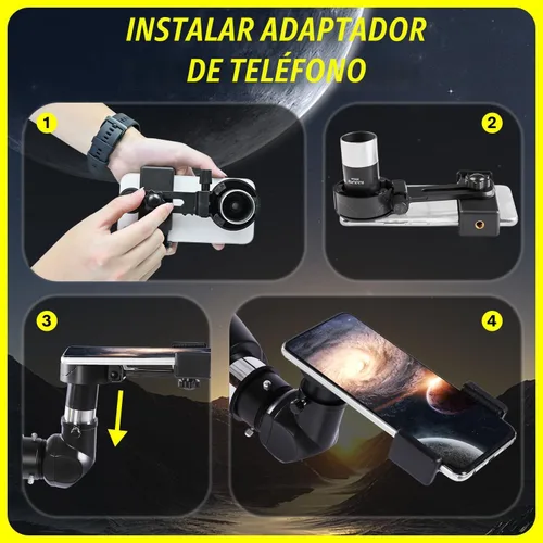 Vista 6 de Telescopio 90mm de apertura 900mm - Base de montaje AZ Vertisteel de alta precisión de ajuste, aumento 45-450x, control remoto inalámbrico
