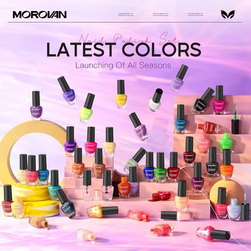 Vista 2 de Morovan Juego de esmalte de uñas para uñas de las manos: kit de esmalte de uñas de secado rápido al aire de 48 piezas con 2 piezas de base y capa