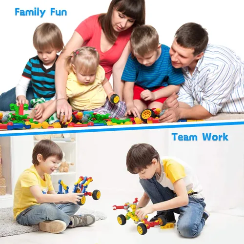Vista 3 de Caferria Kit de construcción para niños, juguetes STEM, 110 piezas educativas de construcción de ingeniería de construcción, juego de aprendizaje