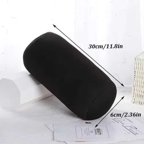 Vista 3 de 2 piezas de almohada enrollable para el cuello de microcuentas, almohadilla de soporte para el cuello o la espalda de tubo de frijoles blandos Negro